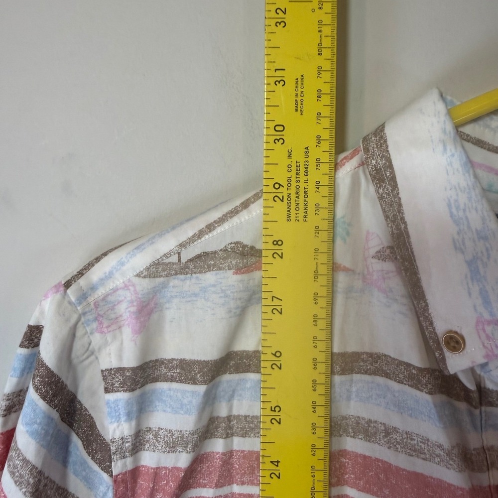 Chubbies Beach Club Popover Shirt Mens Large White Tropical Stripe Resort Vaca - Picture 6 of 7